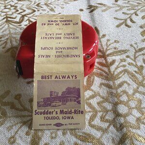 Matchbook Cover Scudder's Maid-Rite Toledo, Iowa - Iowa Advertising - Vintage